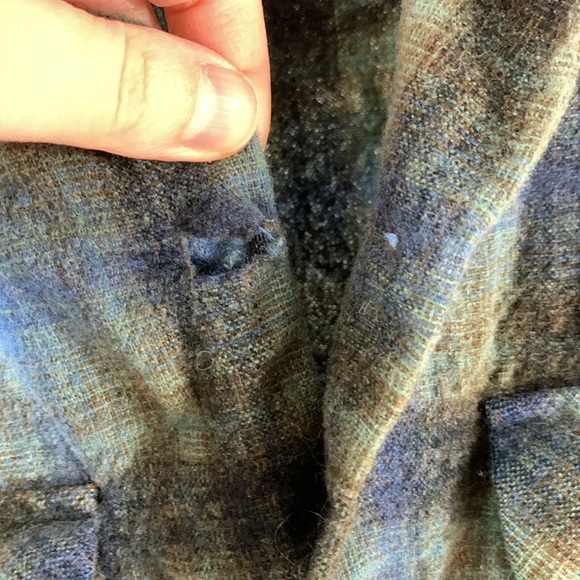 Pendleton Portland Oregon Plaid Green/Blue Button Down 100% Wool Shirt XS - Picture 5 of 10